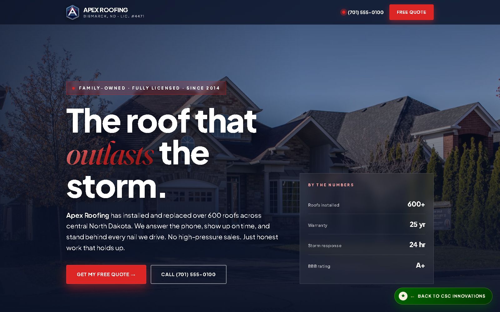 Apex Roofing — single-page Starter website demo